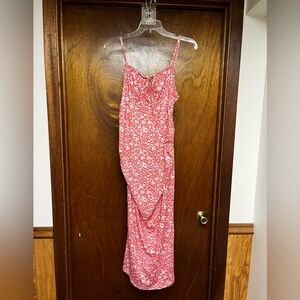 Floral Pink Spaghetti Strap Maternity Dress
